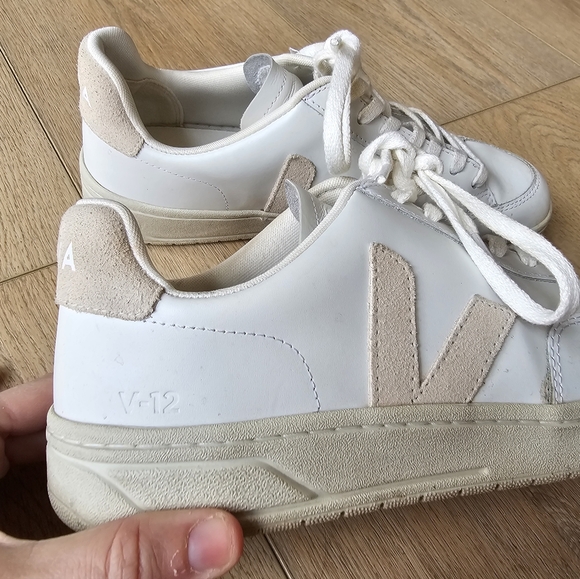 VEJA V-12 White Sable Leather Sneaker - Picture 8 of 14